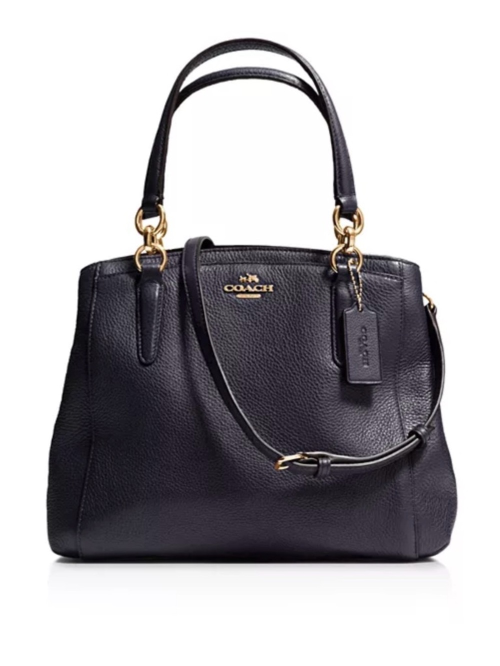 Coach Minetta Crossbody Bag in Black Pebbled Leather